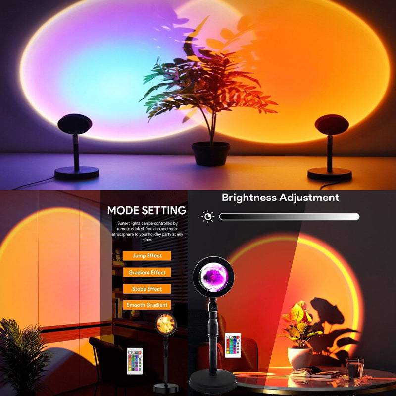 High-Efficiency USB Sunset Projector Lamp With 16-Color LED And Remote Control