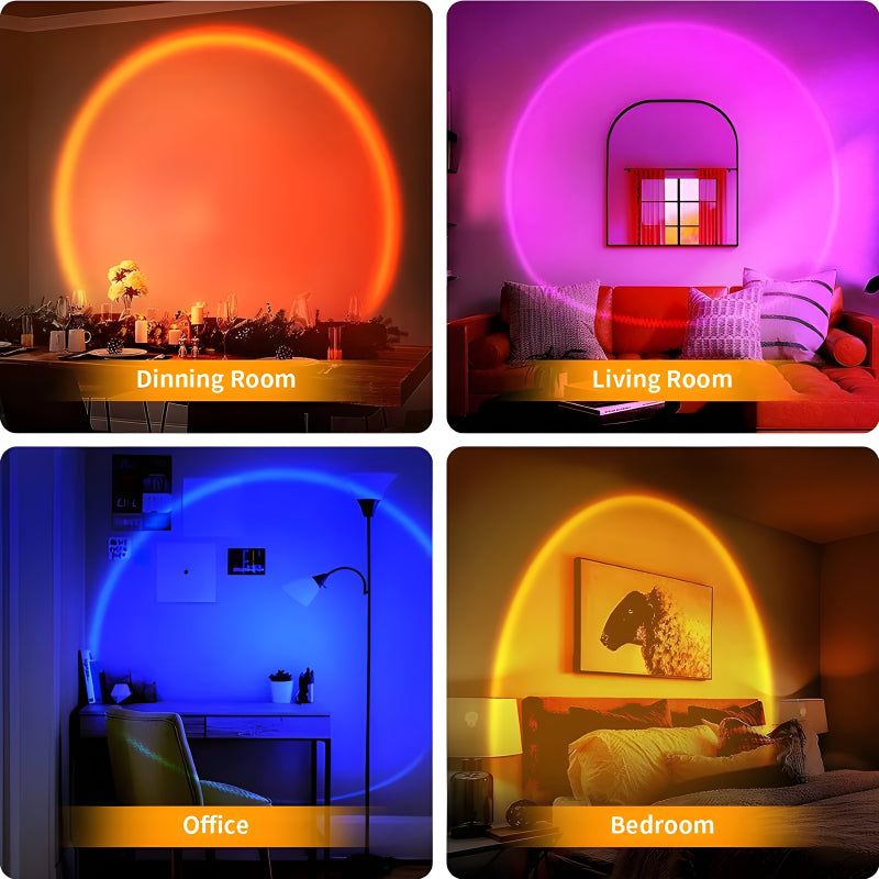 High-Efficiency USB Sunset Projector Lamp With 16-Color LED And Remote Control